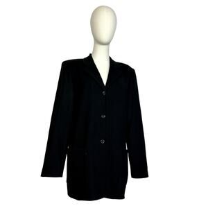 VTG 80s Worthington Black Wool Blazer M Preppy Dark Academia Retro Grunge Boss